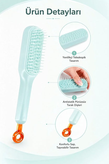 Pylora® Otomatik Temizlenen Saç Tarağı – Pratik ve Hijyenik Bakım