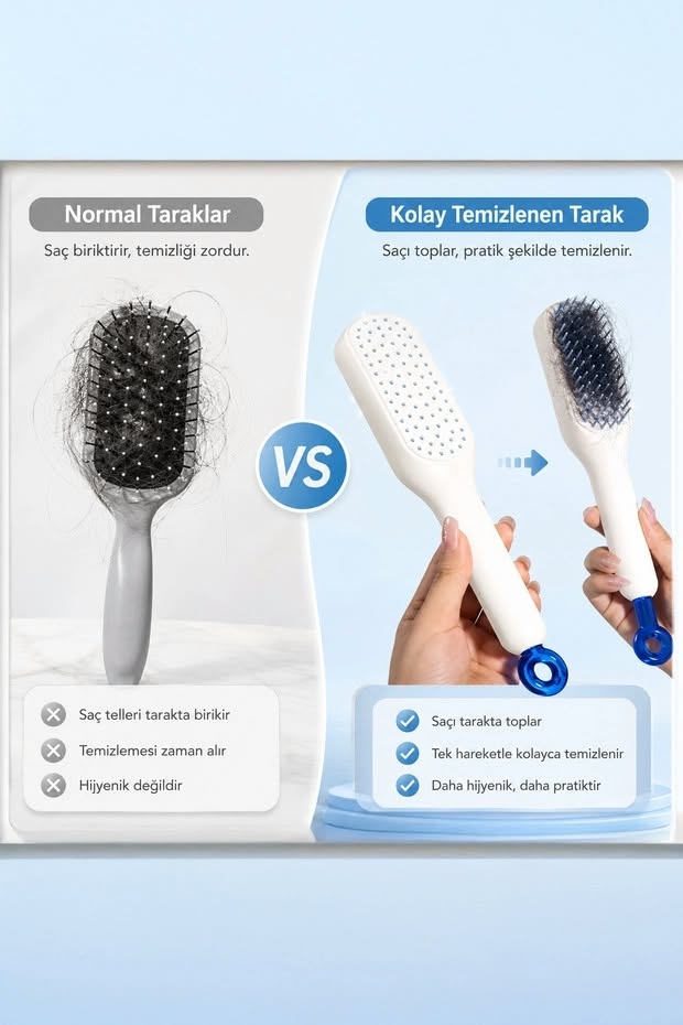 Pylora® Otomatik Temizlenen Saç Tarağı – Pratik ve Hijyenik Bakım